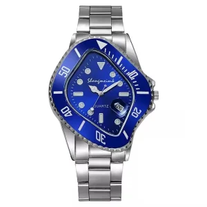 Unisex Stainless Steel 45mm Business Quartz Watch with Pointer Dial Luminous Calendar 20BAR Water Resistance