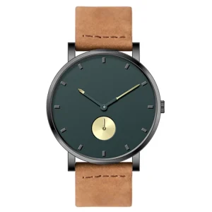 Unisex Stainless Steel Watch with Small Sub-dial and Italian Leather Strap U2785