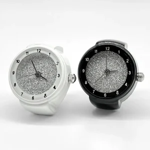 Unisex Steel Finger Watches Alloy Quartz Rings Creative Metal Case Jewelry Gift for Men and Women Couples