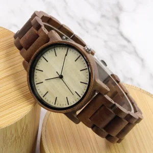 Unisex Walnut Wood Wristwatch Handmade Wooden Watch Anniversary Gift for Him Her
