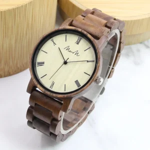 Unisex Walnut Wood Wristwatch Handmade Wooden Watch Anniversary Gift for Him Her Wood Gift