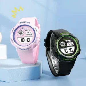 Unisex Waterproof LED Digital Watch for Students Kids Antique Buckle Clasp Sports Style for Boys Girls
