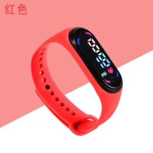 Unisex Waterproof LED Electronic Bracelet Watch Creative Touch Design Square Rubber