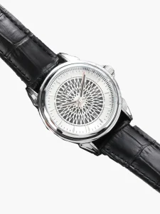Unisex White Quartz Watch Luminous Quartz Strap Calendar Leather Belt Sports Watch
