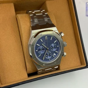 VK63 Quartz Men’s Watch Blue Dial Luminous Sapphire Glass Waterproof Multifunctional Watch