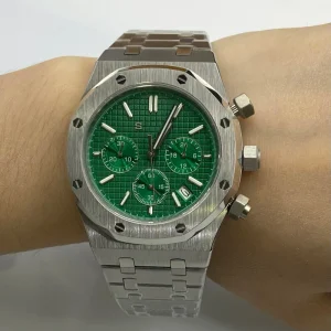 VK63 Quartz Men’s Watch Green Dial Luminous Sapphire Glass Waterproof Casual Watch
