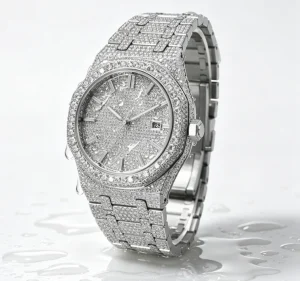 VVS Moissanite Watch 14.3CT Full Iced Out Skeleton Mechanical Watch 50M Waterproof for Men Hip Hop Party Jewelry