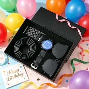 Valentine’s Day Birthday Gift Set Paper Wallet Embossed Quartz Watch Belt Sunglasses Father’s Day Welfare Boyfriend Business