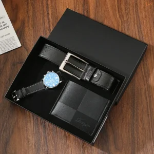 Valentine’s Day Business Gift Set Men’s Watch Sunglasses Belt Wallet Christmas Gift Set Quartz Watch Set for Men