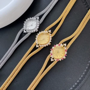 Valentine’s Gift New Women’s Watch Vintage Gold Luxury Retro High Quality Crystal Diamonds Watch Personalized Fashion