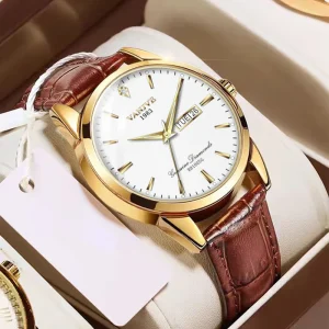 Vanjve Autumn New Men’s Business Fashion Watch Large Dial Stainless Steel Band Mechanical Quartz 3BAR Water Resistant 41mm