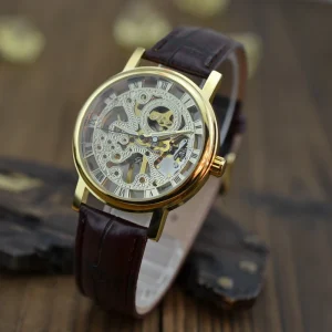 Victory Silver Luxury Sport Manual Skeleton Quartz Watch Unisex Business Watch