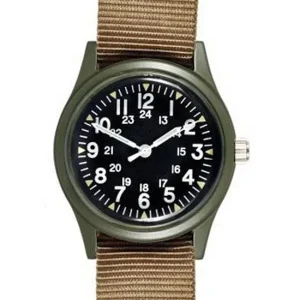 Vietnam Style Man Watch with Steel Case Nylon Fabric 24 Hours Men’s Quartz Watch