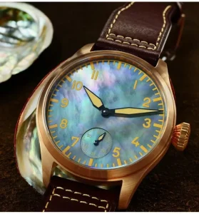 Vintage 20ATM Bronze Sapphire Glass Small Dial Pilot Mechanical Hand Winding Watch Men