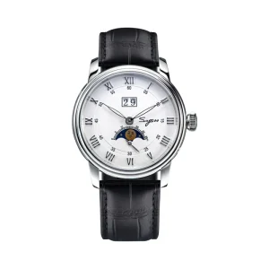 Vintage 316L Stainless Steel Sapphire Glass Moon Phase Mechanical Automatic Movement Watch for Men
