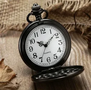 Vintage 37cm Chain Smooth Steel Quartz Pocket Watch for Man Retro Roman Number Arabic Numerals Dial Pendant Antique Pocket Watch