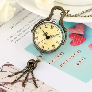 Vintage Antique Quartz Pocket Watch Zinc Alloy Case