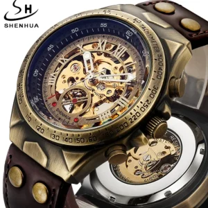 Vintage Automatic Mechanical Transparent Skeleton Watch Self Winding Men Watch