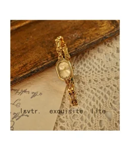 Vintage Bracelet Watch Waterproof Oval Quartz Small Gold Watch for Women