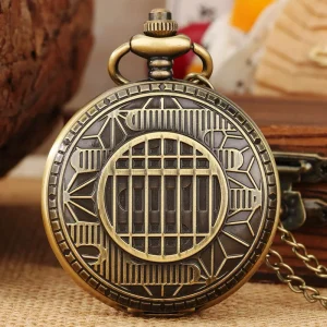 Vintage Bronze Full Hunter Steampunk Anime Pocket Watch Necklace Pendant Locket Timepiece with Chain for Cosplay Gift