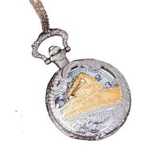 Vintage Bronze Men Women Antique Hollowed Train Pocket Watches
