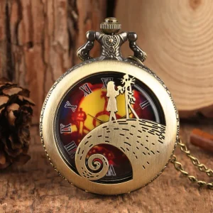 Vintage Bronze Pocket Watch Christmas Gift Quartz Pendant Watch for Men Chain Roman Number Pocket Watch Manufacturers