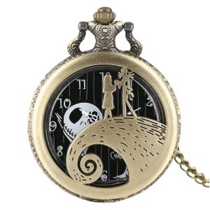 Vintage Bronze Pocket Watch Men’s Quartz Movement Stainless Steel Case