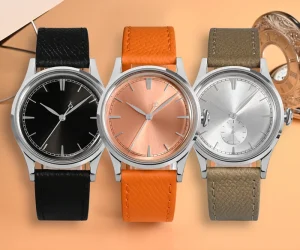 Vintage Business Dress Watch 38mm Sunray Leather Strap Quartz
