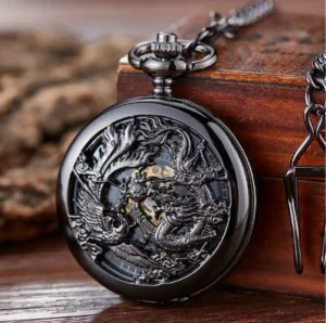 Vintage Dragon Zinc Alloy Antique Hollow Mechanical Dial Pocket Watches