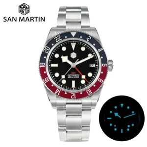 Vintage Luxury NH34 GMT 10atm Bidirectional Aluminum Diver Mechanical Automatic Watch for Men