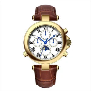 Vintage Mechanical Men’s Watch Perspective Watch Back Leather