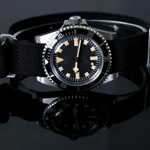 Vintage NH35 Watch Custom Logo on Dial Acrylic Nylon Strap Vintage Dial 100 Meters Waterproof Mechanical Automatic Movement Men