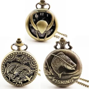 Vintage Pocket Watch Fishing Fish Fob Watch Relogio Masculino for Man Woman Clock Bronze Pocket Watch Birthday Gifts