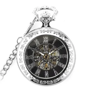 Vintage Pocket Watch Powerful Black Silver Gold Bronze Clamshell Arabic Digital Mechanical Pocket Watch
