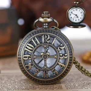 Vintage Pocket Watch for Women and Men Antique Style Quartz Watch Clock with Elegant Necklace