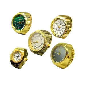 Vintage Punk Gold Plating Stainless Steel Watch Jewelry Minimalist Digital Quartz Movement Classic Finger Square Watch Rings