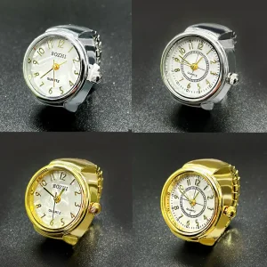 Vintage Punk Round Dial Quartz Digital Finger Watch Rings Jewelry Women Men Couple Gift Elastic Stretchy Mini Watch Rings