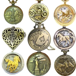 Vintage Quartz Pocket Watch Steampunk Unisex Pendant Flip Hollow Black Bronze Silver Gold Various Styles
