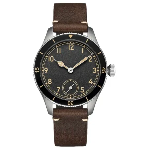 Vintage Quartz Wrist Watch with 316L SS Case and Calf Leather Strap U3007