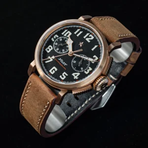 Vintage ST19 Pilot Chronograph Handing Mechanical Movement Cusn8 Bronze Copper Watch Man