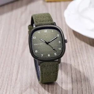 Vintage Square Dial Quartz Watch Sport Style Casual Wristwatch Leather Belt Men Women Gift
