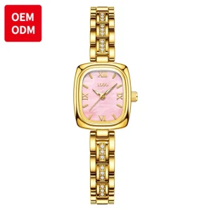 Vintage Square Quartz Watch Set for Women, Stainless Steel Alloy Case, Rhinestone Jewelry Gift, Ladies Charm Style