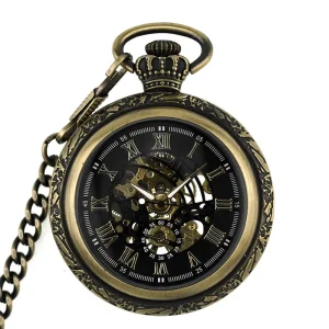 Vintage Steampunk Skeleton Mechanical Pocket Watch with Alloy Strap 47mm Dial Includes Box Unique Gift for Men Collector