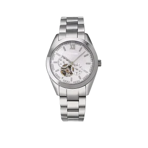 Vintage Style Mechanical Wristwatch Stainless Strap Waterproof Casual Business Skeleton Dial Automatic Watch