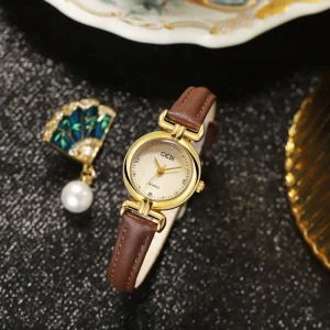 Vintage Women’s Quartz Watch Genuine Leather Waterproof Wristwatch