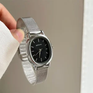 Vintage Women’s Quartz Watch Oval Dial Lightweight Mesh Strap High-end Fashionable Women’s Watch
