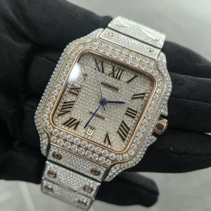 Vvs Moissanite Watch Custom Diamond Mechanical Movement Classic Luxury Men’s Calendar Watch Square Case Vvs1 Moissanite Watch
