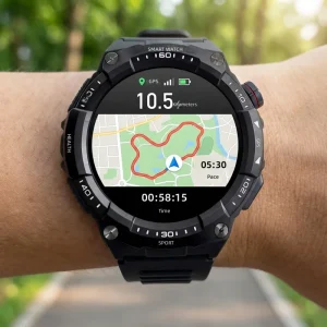 WB0043 Smart Sports Watch with Earphone for Calling Sleep Tracking GPS Tracking Hands Free Driving Workout Silicone Band