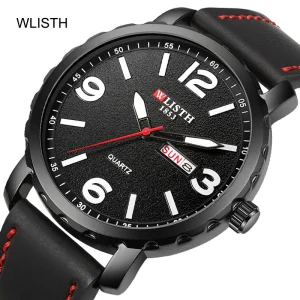 WLISTH Large Dial Men’s Quartz Watch Digital Dual Calendar Waterproof Leisure Sports Watch