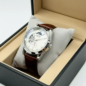 WOJTEK Men’s Luxury Business Watch Automatic Skeleton Watch Moon Phase Mechanical Movement Watch